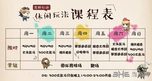 荒野行动排期调整后玩法课程表分享