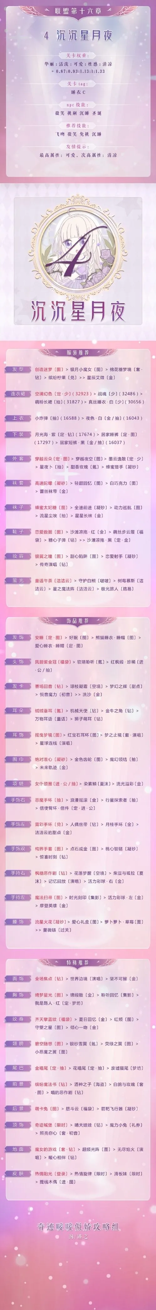 奇迹暖暖联盟16-4沉沉星月夜攻略指南