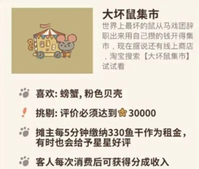 动物餐厅大坏鼠集市获取条件玩法