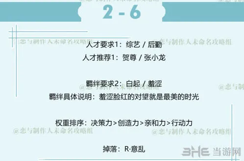 恋与制作人白起拍摄副本第二章攻略指南