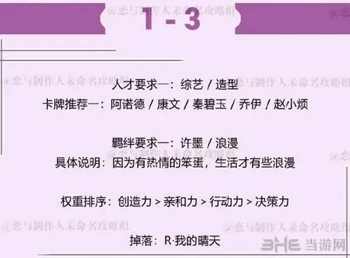 恋与制作人许墨拍摄副本第一章攻略指南