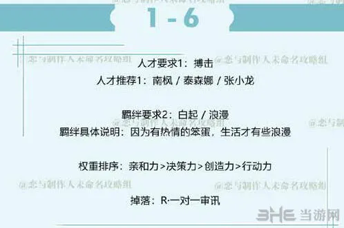 恋与制作人白起拍摄副本1-6攻略大全