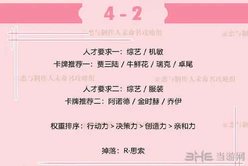 恋与制作人：李泽言拍摄副本4-2三星指南