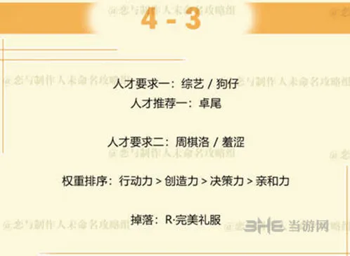 恋与制作人周棋洛拍摄副本4-3人才推荐攻略