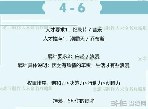 恋与制作人白起拍摄副本4-6新手攻略