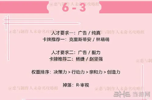 恋与制作人6-3副本攻略指南