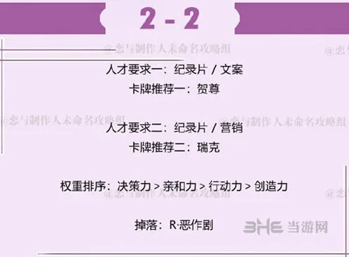 《恋与制作人》2-2拍摄副本完整攻略