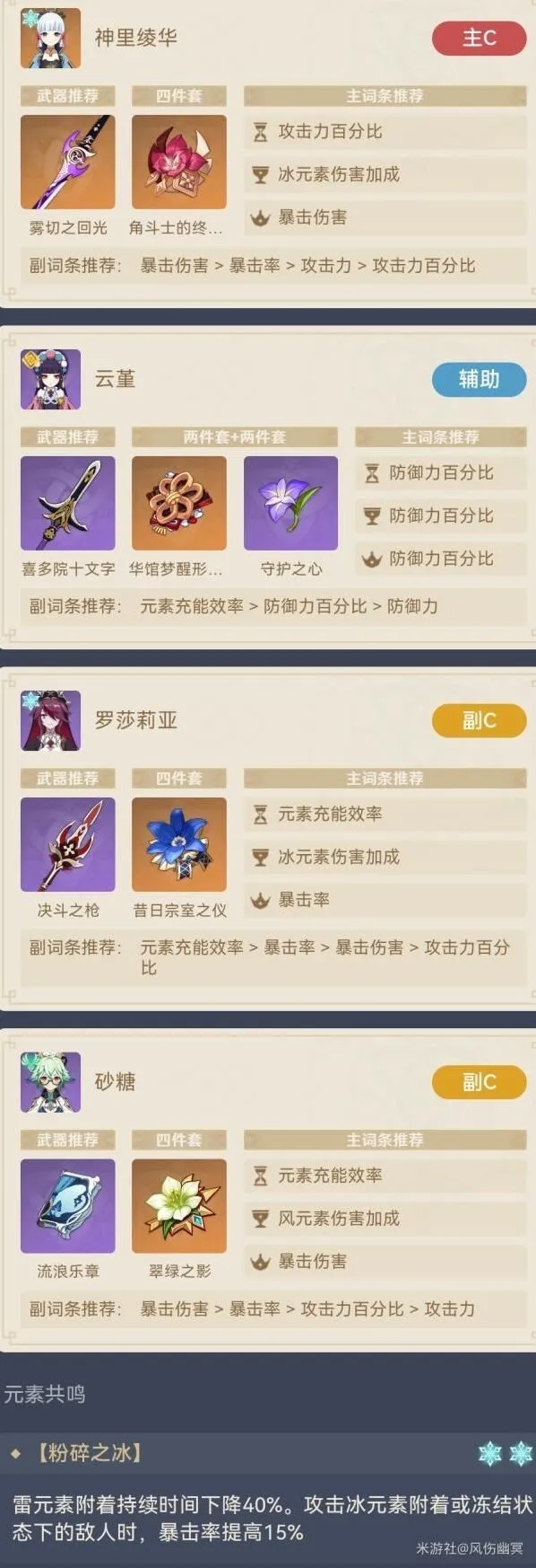 原神神里绫华冰伤队搭配全解