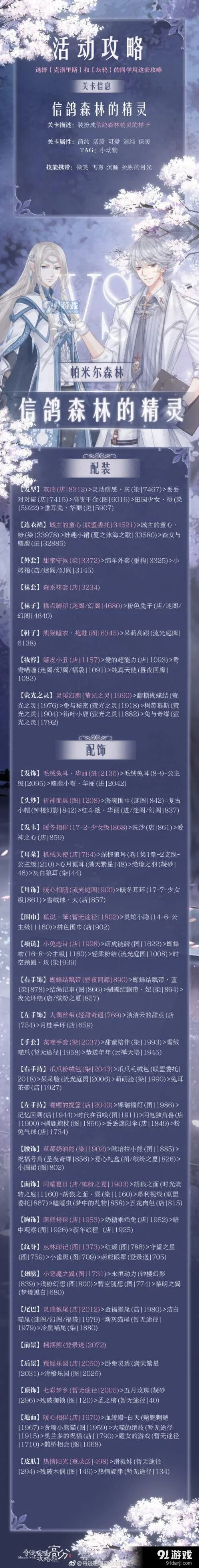 奇迹暖暖信鸽森林的精灵如何搭配