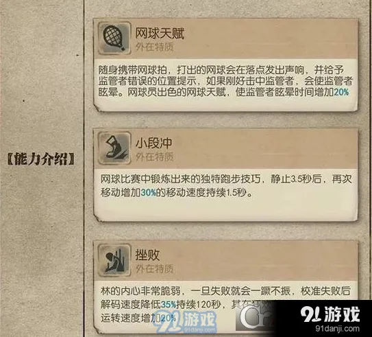 第五人格网球员游戏攻略