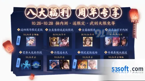 王者荣耀四周岁活动奖励是什么 王者荣耀周年庆福利介绍