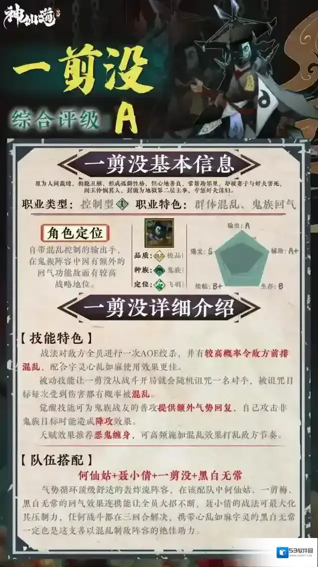 神仙道3伙伴图鉴–一剪没